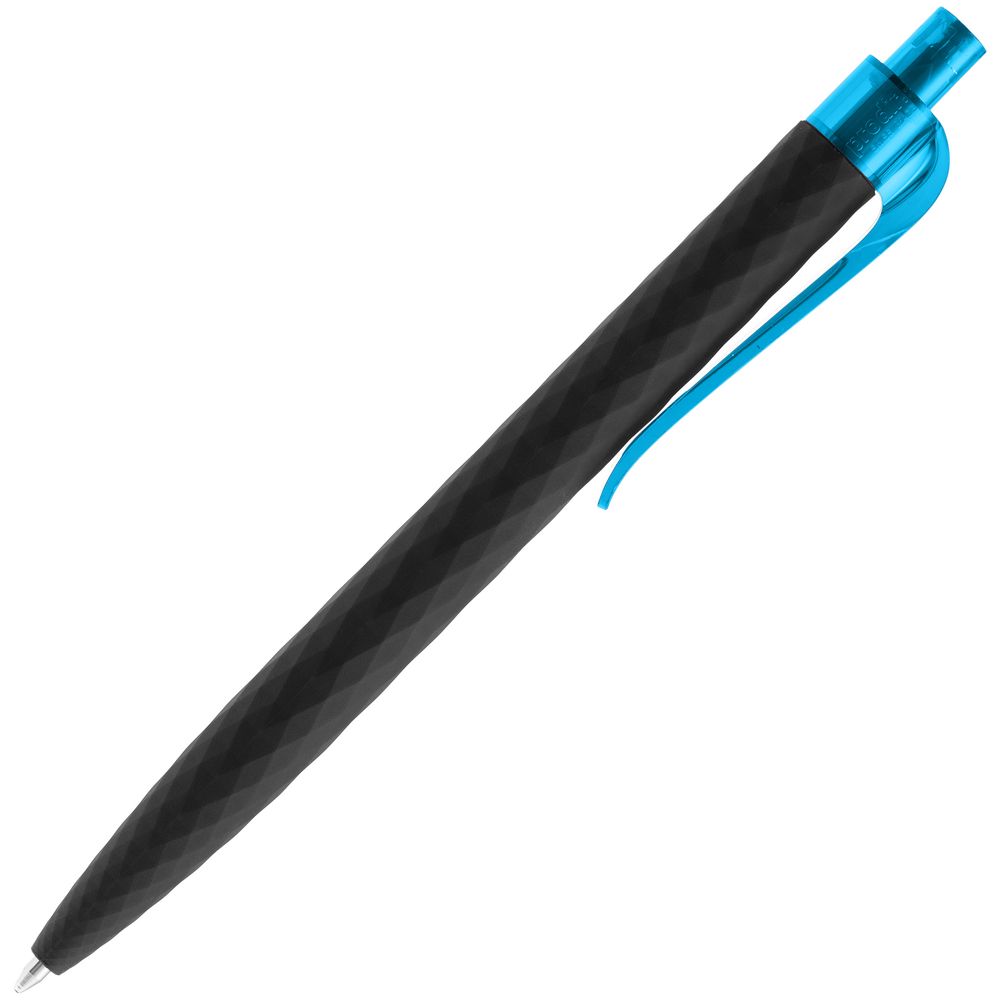 Ручка шариковая Prodir QS01 PRT-P Soft Touch, черная с голубым (Миниатюра WWW (1000))