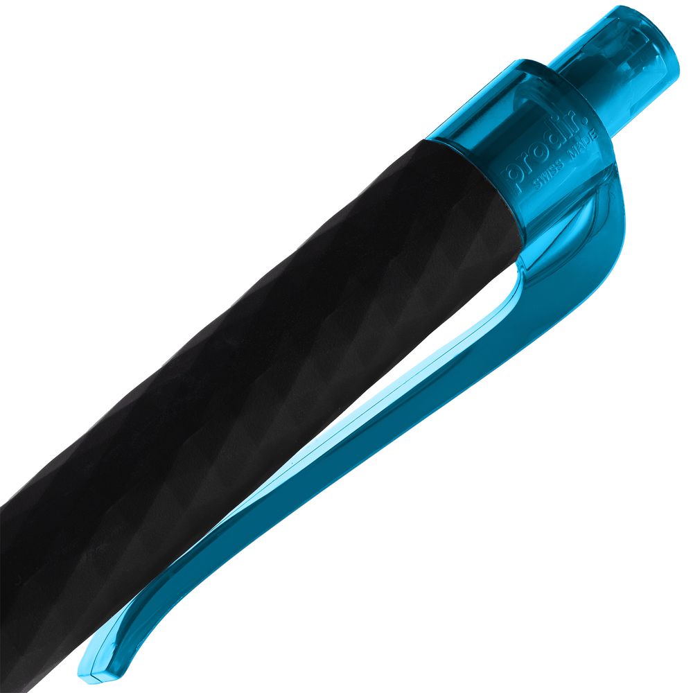 Ручка шариковая Prodir QS01 PRT-P Soft Touch, черная с голубым (Миниатюра WWW (1000))