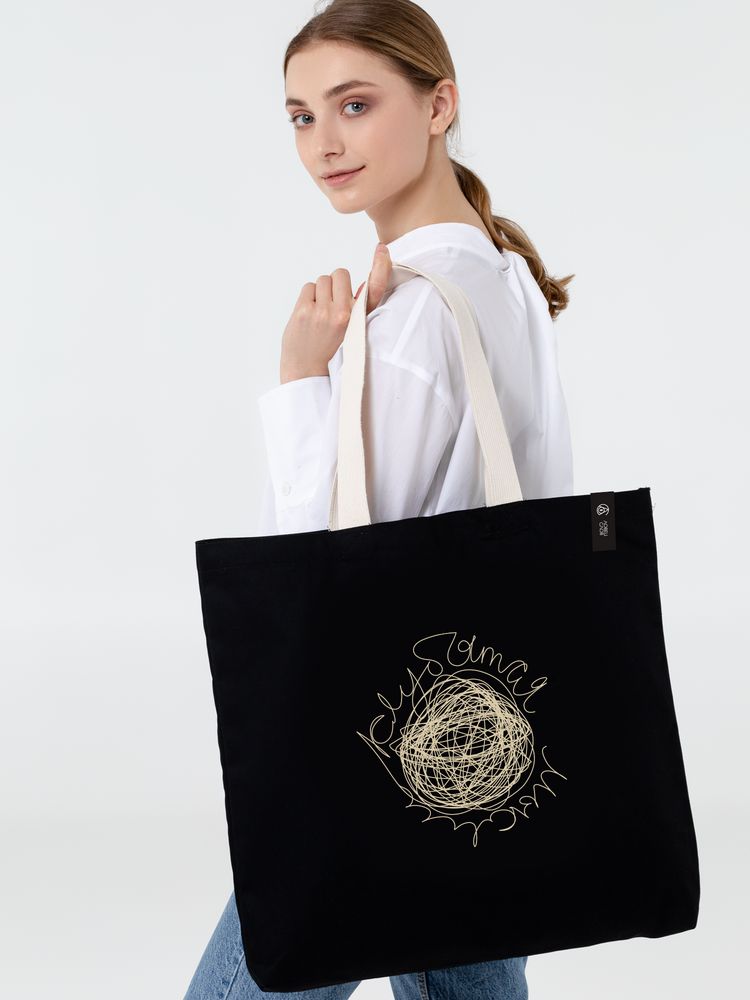 Холщовая сумка с вышивкой «Клубятся мысли», черная (Миниатюра WWW (1000))