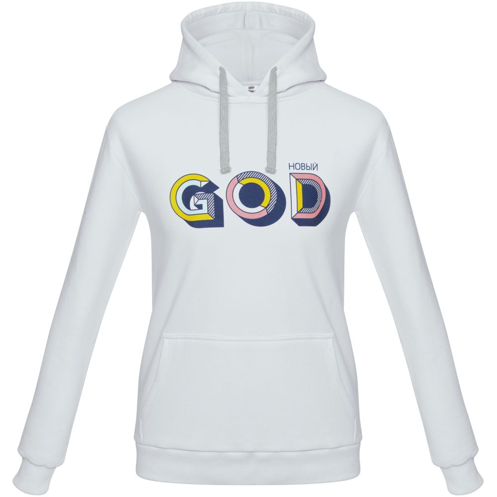 Толстовка с капюшоном «Новый GOD», белая (Миниатюра WWW (1000))